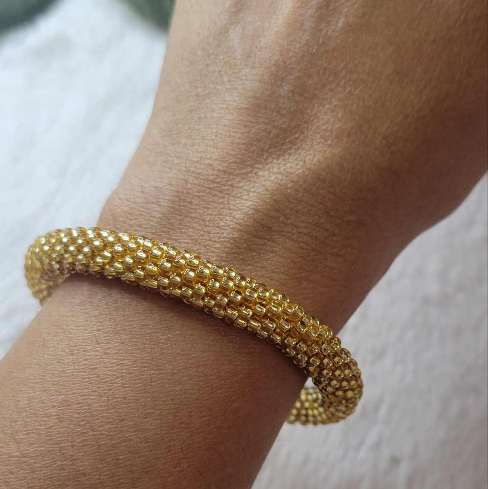 💛NWT.CR2 Beaded crochet bracelet. Boho Bracelet.Handmade Bangle.Seed Bead Rope.